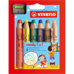 STABİLO WOODY 3 İN 1 6 RENK +1 KALEMTRAŞ KARTON