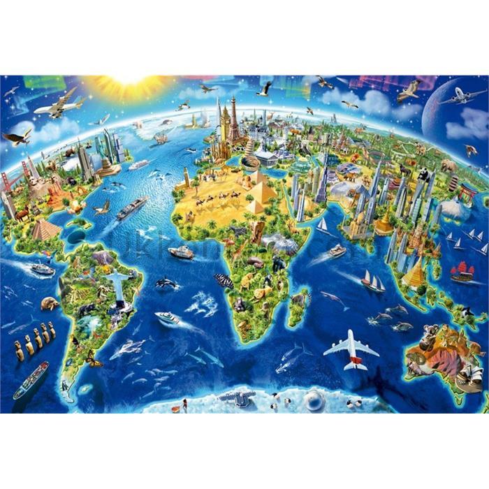 Educa 2000 Parça Puzzle 17129 World Landmarks Globe