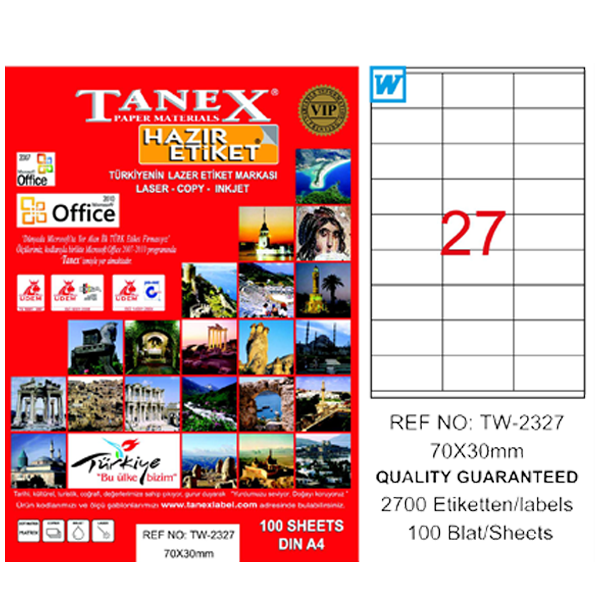 TANEX LAZER ETİKET 70-30 TW 2327