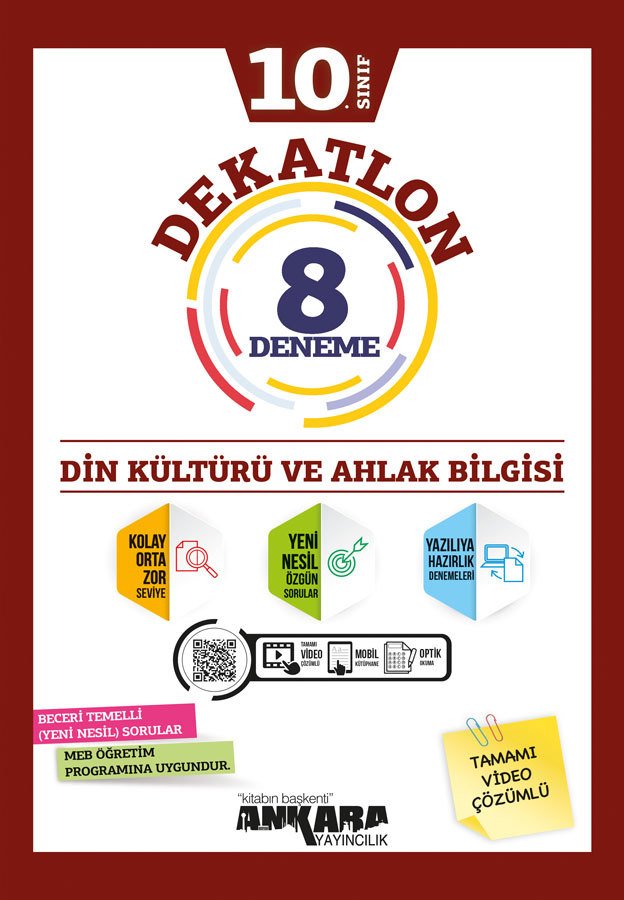 ANKARA YAYINLARI 10.SINIF DEKATLON DİN KÜLTR. VE AHLK BİL. 12 DENEME