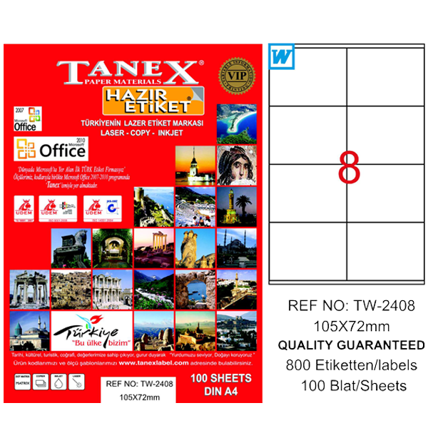 TANEX LAZER ETİKET 105-72 TW 2408