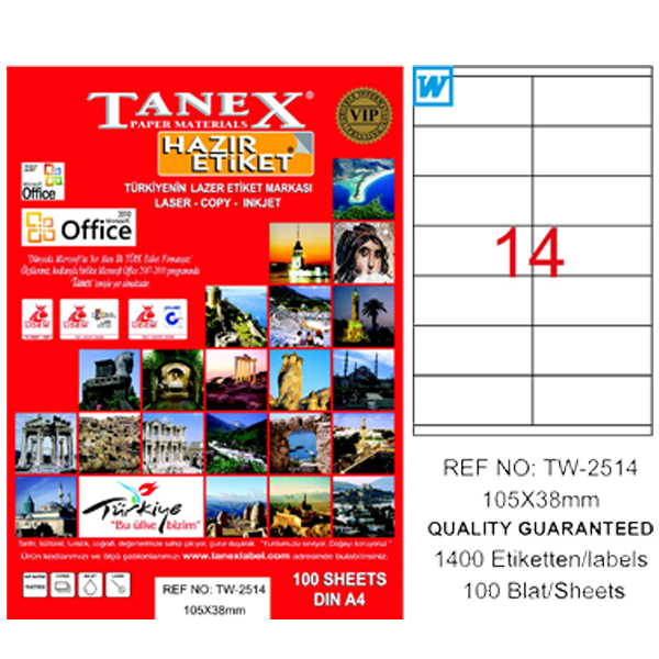 TANEX LAZER ETİKET 105-38 TW 2514