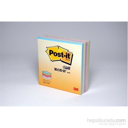 Post-it® Küp Not, Pastel Renkler, 225 yaprak, 76mm76mm