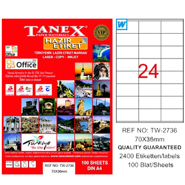 TANEX LAZER ETİKET 70-36mm TW 2736
