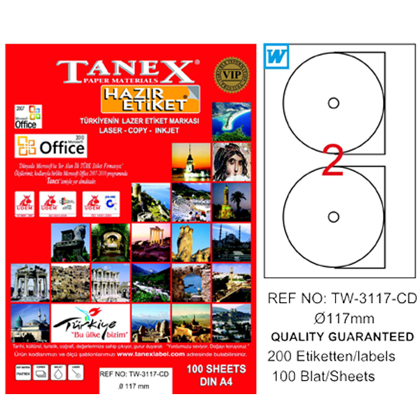 TANEX LAZER ETİKET 117mm TW 3117 CD ETİKET