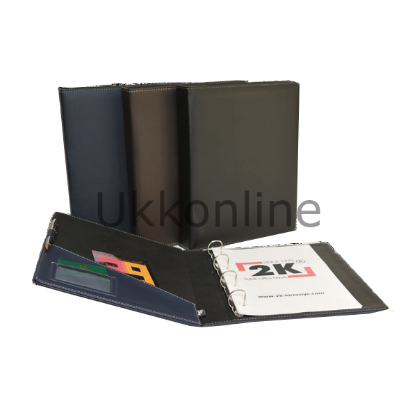 2K HALKALI DOSYA 4 MEK 4CM SUNİ DERİ SİYAH