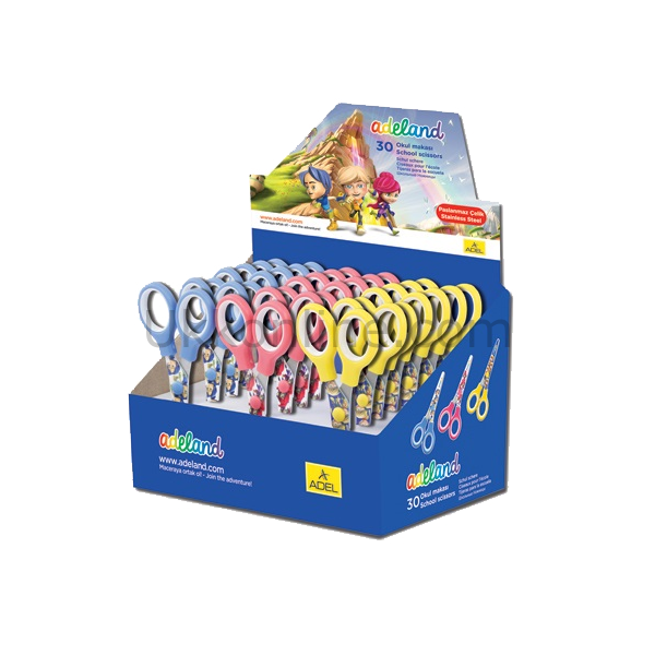 ADELAND ÖĞRENCİ MAKASI DESENLİ STAND 30 LU