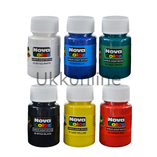 NOVA COLOR AKRİLİK BOYA 6 RENK ŞİŞE 30cc