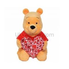 6067 SUN PELUŞ POOH KRMZ./BYZ.KALPLİ 50CM -OTN-LFN
