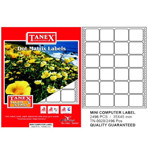 TANEX PRİNTER ETİKET 35-45mm 4lü