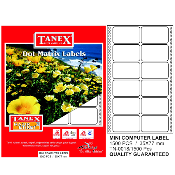 TANEX PRİNTER ETİKET 35-77mm 2lİ