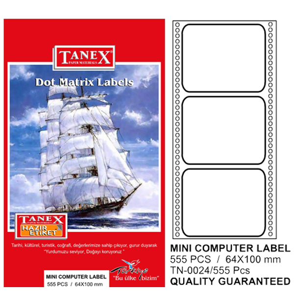 TANEX PRİNTER ETİKET 64-100mm1lİ