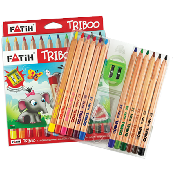 FATİH BOYA KALEMİ 12 RENK TRİBOO NATURAL JUMBO