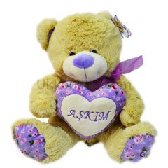 164227/1 DESENLİ KALPLİ AYICIK PELUŞ 30CM