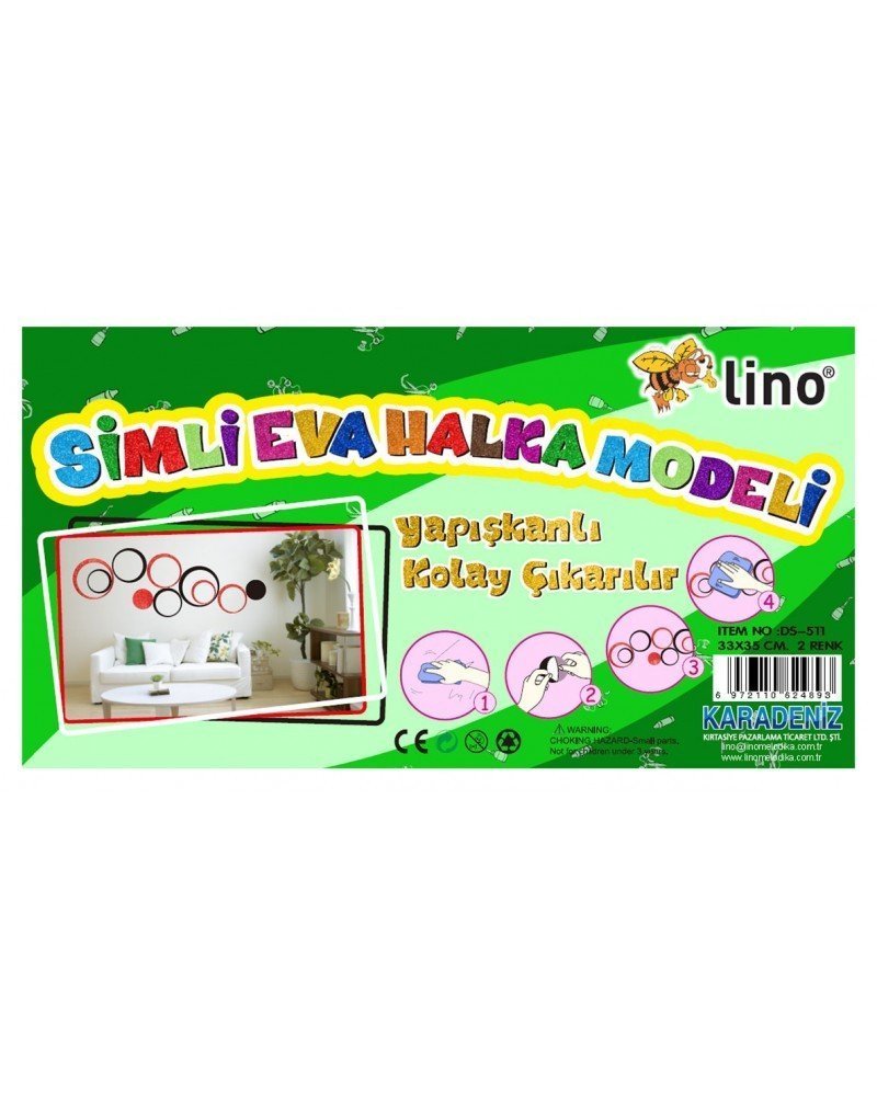 LİNO EVA YAPIŞKANLI SİMLİ HALKA MODELİ 33X35 2 RENK SET DS-511