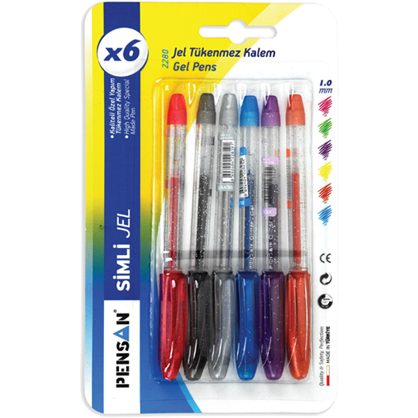 PENSAN SİMLİ KALEM JEL GLİTTER 1,0mm PEMBE