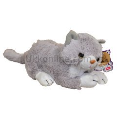 8742248-BM SESLİ YATAN KEDİ PELUŞ 24 CM