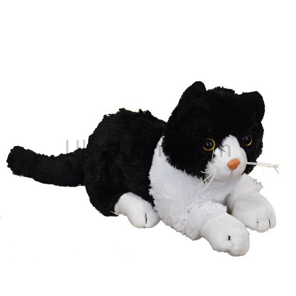8742248-BM SESLİ YATAN KEDİ PELUŞ 24 CM
