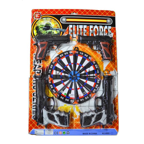 8080-12 SİLAH SETİ /2 Silah+2Tabanca/Hedef Tahtası /Kartela/ ELITE FORCE +3 yaş