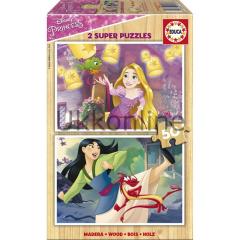 Educa 17165 Çocuk Ahşap 2x50 Disney Prenses