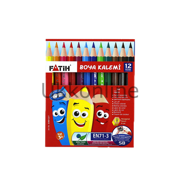 FATİH BOYA KALEMİ 12 RENK YARIM BOY