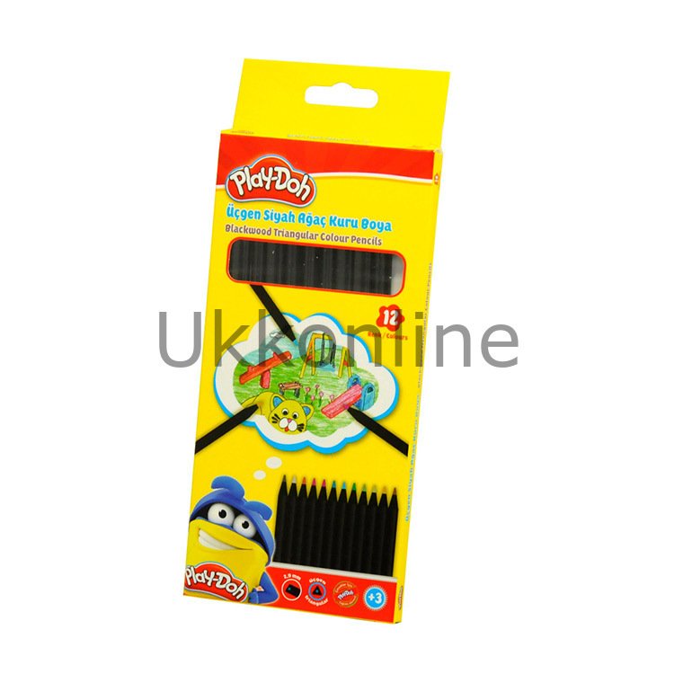 PLAY DOH 12 RENK METALİK SİYAH LATA ÜÇGEN KURU BOYA