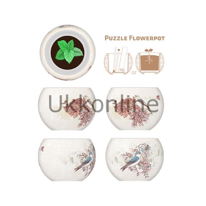 Pintoo K1006 Puzzle 3D Saksı Çiçekler ve Cıvıldayan Kuşlar