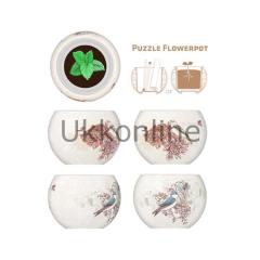 Pintoo K1006 Puzzle 3D Saksı Çiçekler ve Cıvıldayan Kuşlar