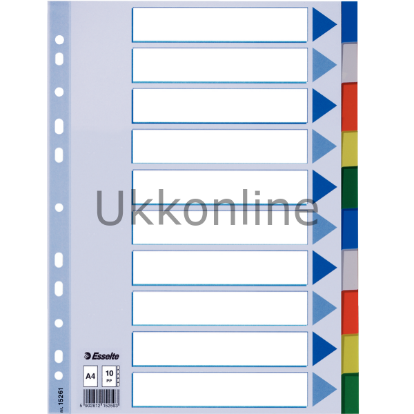 ESSELTE SEPERATÖR PLASTİK 15261 1-10 RENKLİ ASORTİ