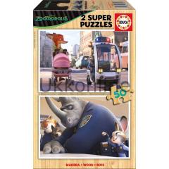 Educa 2x50 Parça Zootropolis Ahşap Puzzle 16804