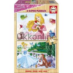 Educa 17163 Çocuk Ahşap 2x16 Disney Prensesler
