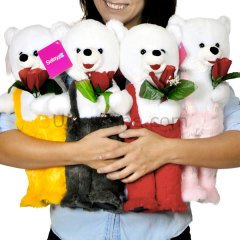 1074G ÇİÇEKLİ TULUMLU AYICIK 50 CM GRİ