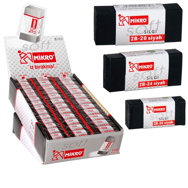 MİKRO SİLGİ SOFT SİYAH 148 Lİ 2B 20-24-30