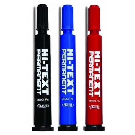 Hİ-TEXT KIRMIZI SİYAH MAVİ PERMANENT  KOLİ MARKÖRÜ 10lu