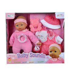 36181 SUN BEBEK SET 36CM.YDK.ELBİSELİ AKS.4 SESLİ-SLY-