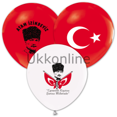 BALONEVİ BALON 1+1 BASKILI ATA-BAYRAK 100 LÜ