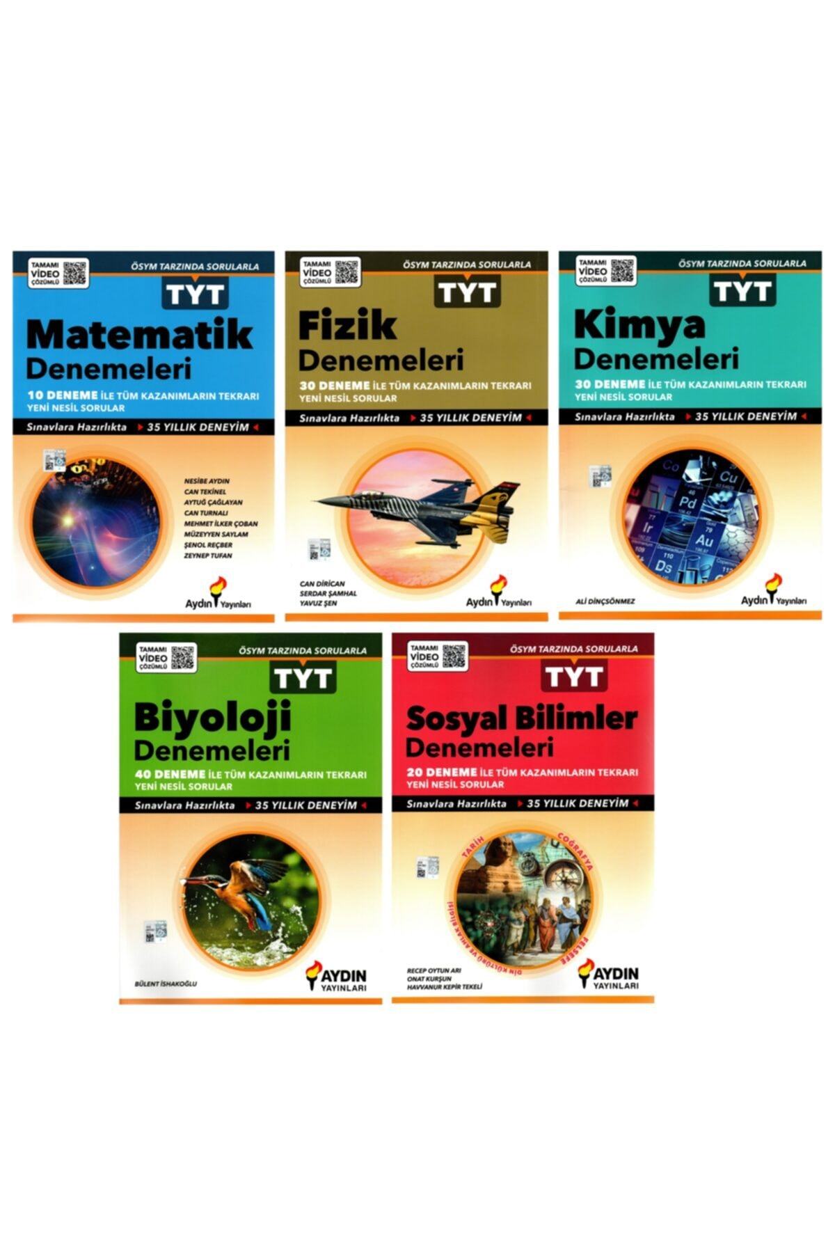 Aydın Yayınları Aydın Matematik Fizik Kimya Biyoloji Sosyal Tyt Deneme 2021  Seti 5 Kitap