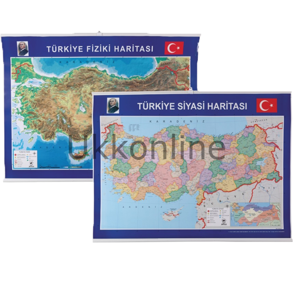 GÜLPAŞ HARİTA TÜRKİYE FİZİKİ VE SİYASİ 70X100