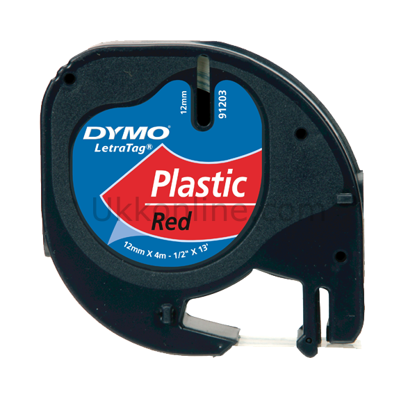 DYMO LETRATAG PLASTİK ŞERİT 12-4Mt  KIRMIZI 91203