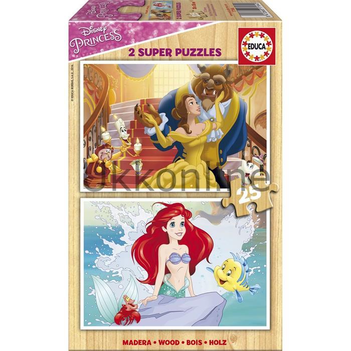 Educa 17164 Çocuk Ahşap 2x25 Disney Prenses