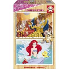 Educa 17164 Çocuk Ahşap 2x25 Disney Prenses