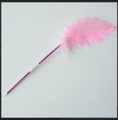 VİNTAGE LABEL KUŞ TÜYÜ PEMBE 25 CM TÜKENMEZ KALEM