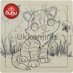 BU-BU AHŞAP PUZZLE BOYAMA KEDİ
