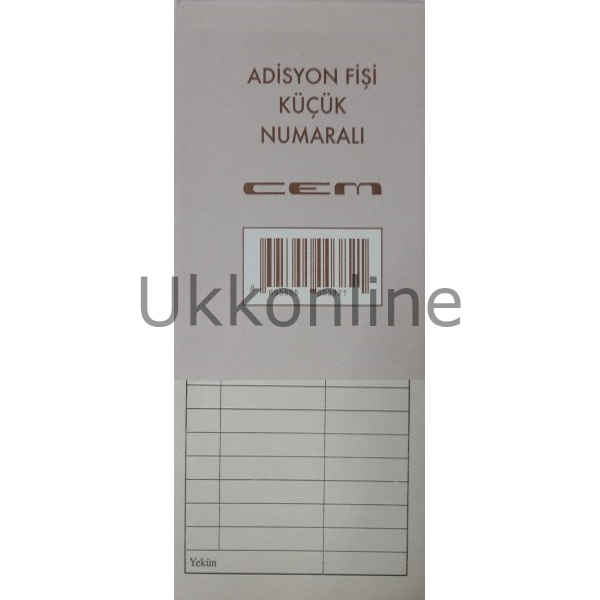 CEM ADİSYON FİŞİ KÜÇÜK NUMARALI