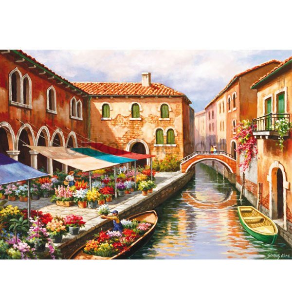 15791/EDU 500pcs KANALDA ÇİÇEK PAZARI /Educa /500 parça puzzle