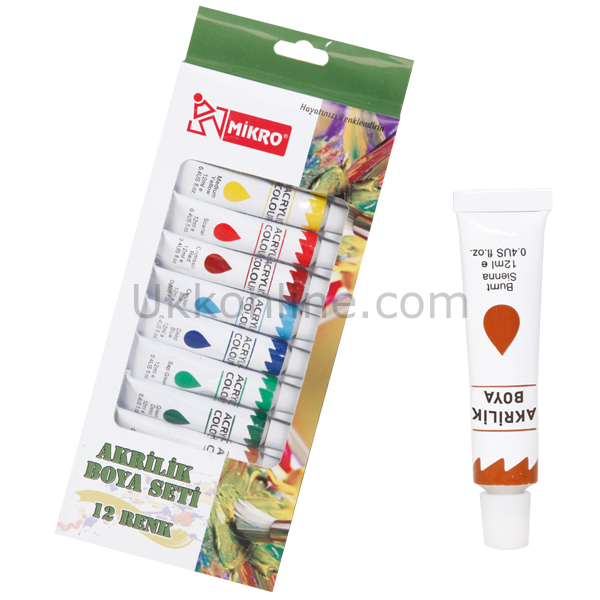 MİKRO AKRİLİK BOYA 12 RENK 12ML AB-12