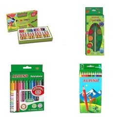 ALPİNO EVDE ETKİNLİK BOYAMA SETİ( 12Lİ  KURU BOYA SULU BOYA KEÇELİ BOYA PASTEL BOYA)