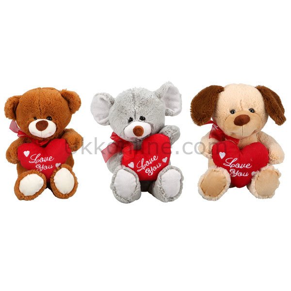0000384 SUN PELUŞ KÖPEK/AYI/FARE KIRMIZI KALPLİ LOVE 25CM JNG