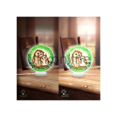 Pintoo J1012 Puzzle 3D Işıklı Küre Baykuşlar