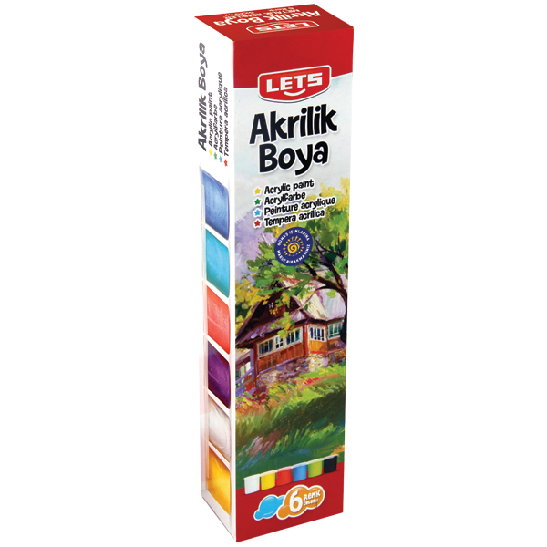 LETS AKRİLİK BOYA 6 RENK ANA RENKLER 25MG